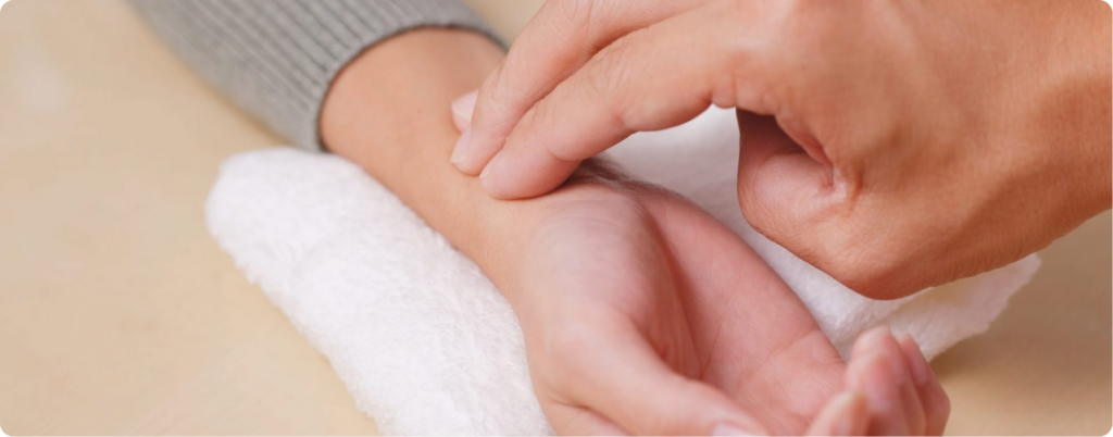 An acupuncture session in progress at The Teal Center